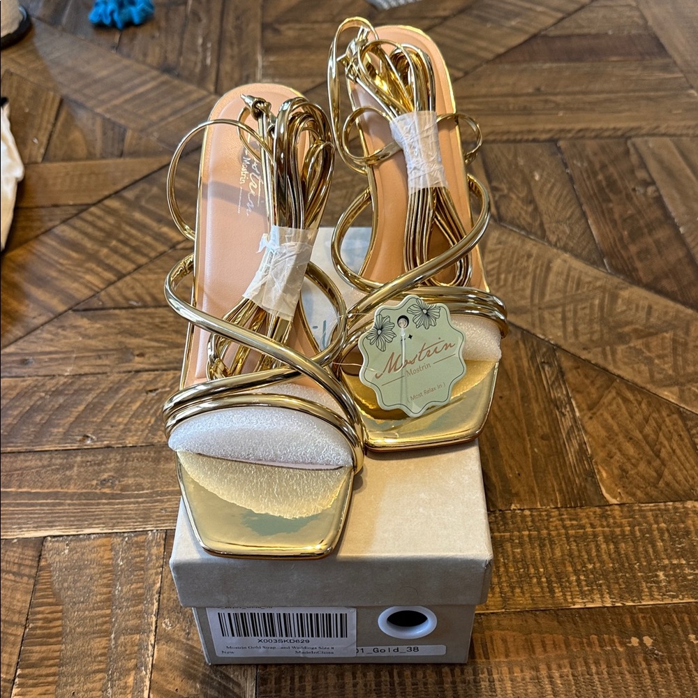 Metallic Gold Strappy Heels